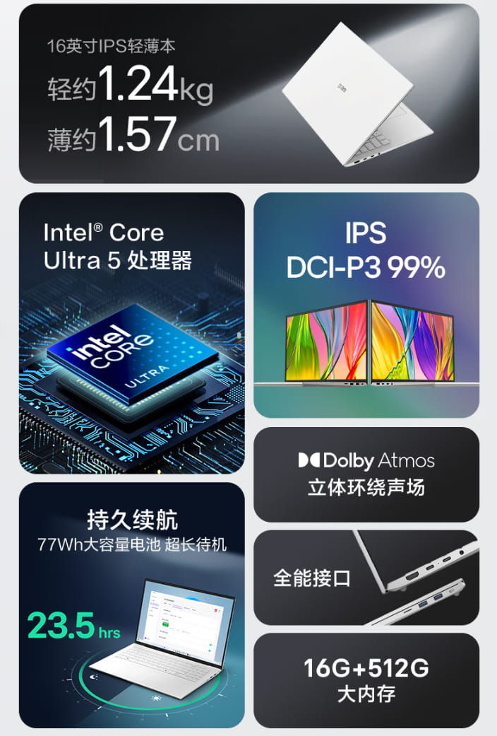 LG gram 16新款轻薄本上架!酷睿Ultra 200V,轻薄长续航